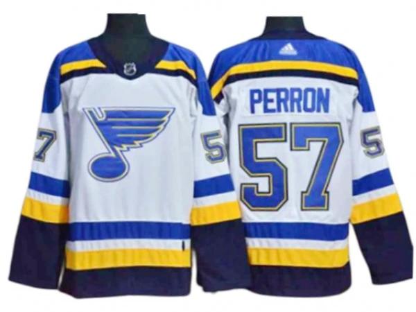 St. Louis Blues #57 David Perron White Away Jersey by Hockey David