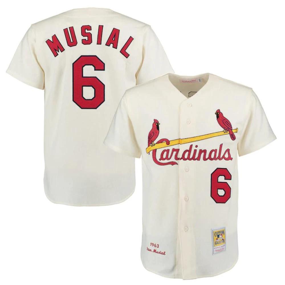 St. Louis Cardinals Stan Musial Cream 1963 Throwback Jersey by My Store