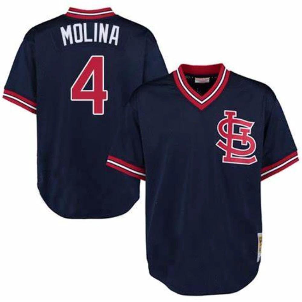 St. Louis Cardinals Yadier Molina Navy Throwback Mesh Pullover Jersey by My Store