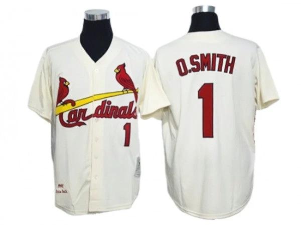 St. Louis Cardinals #1 Ozzie Smith Cream Throwback Jersey by My Store