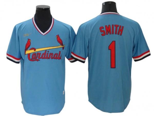 St. Louis Cardinals #1 Ozzie Smith Light Blue Cooperstown Collection Jersey by My Store