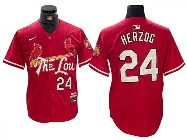 St. Louis Cardinals #24 Whitey Herzog Red 2024 City Connect Limited Jersey by My Store