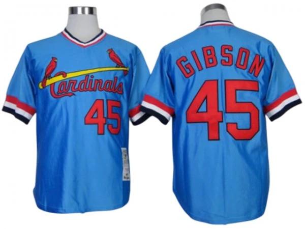 St. Louis Cardinals #45 Bob Gibson Light Blue Throwback Jersey by My Store