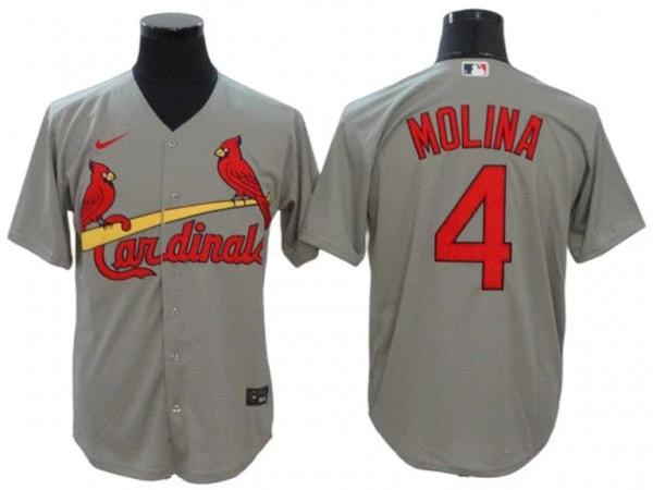 St. Louis Cardinals #4 Yadier Molina Gray Road Cool Base Jersey by My Store