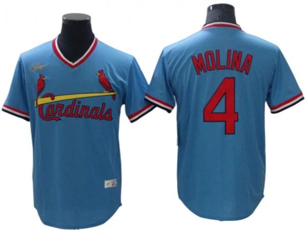 St. Louis Cardinals #4 Yadier Molina Light Blue Cooperstown Collection Jersey by My Store