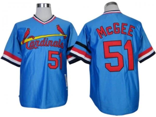 St. Louis Cardinals #51 Willie McGee Light Blue 1982 Throwback Jersey by My Store