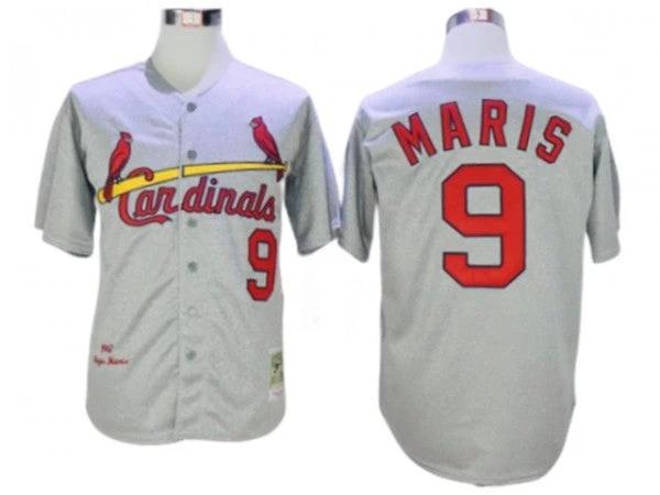 St. Louis Cardinals #9 Roger Maris Gray 1967 Throwback Jersey by My Store