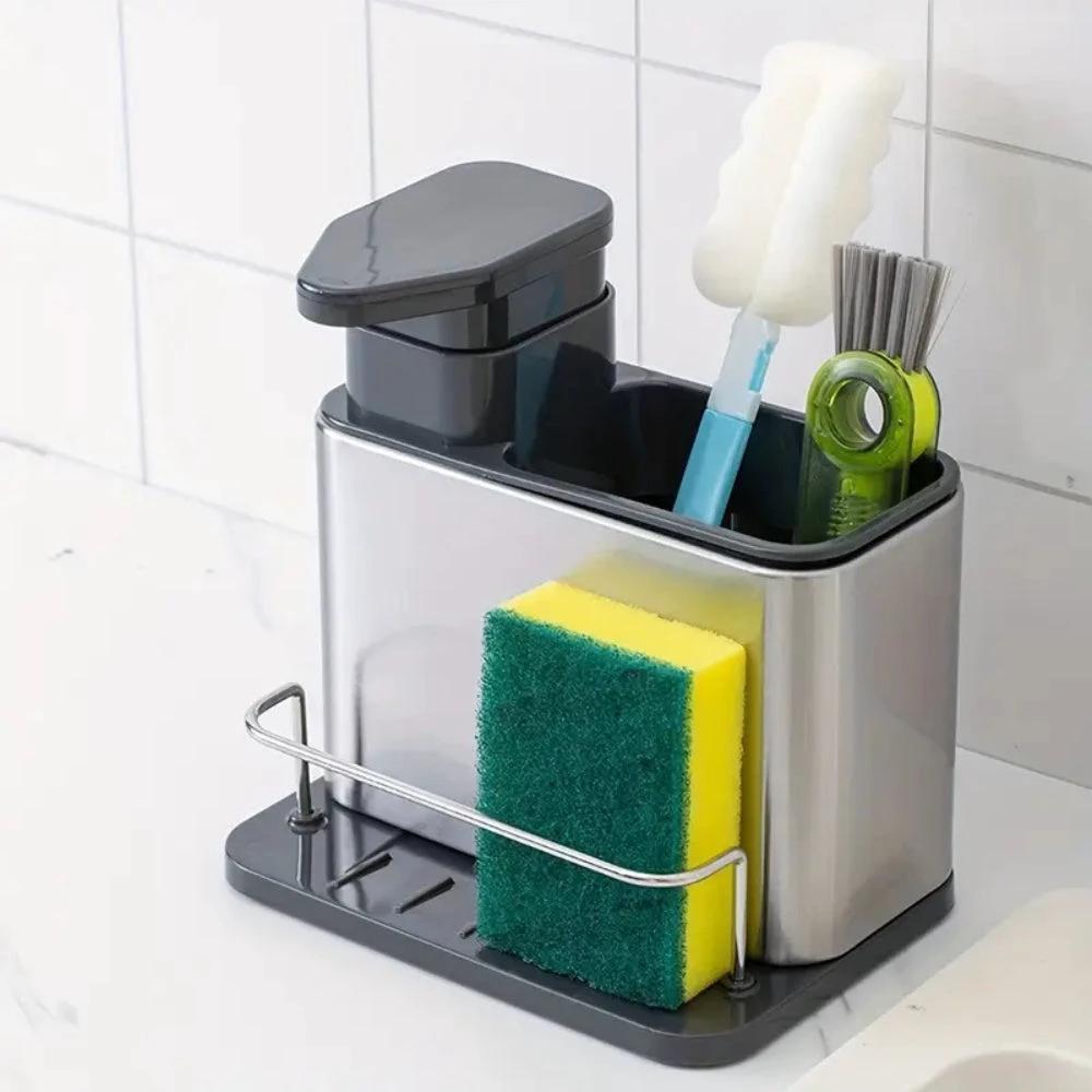 Stainless Steel Dish Soap Dispenser & Utensil Rack by Casa & Beyond