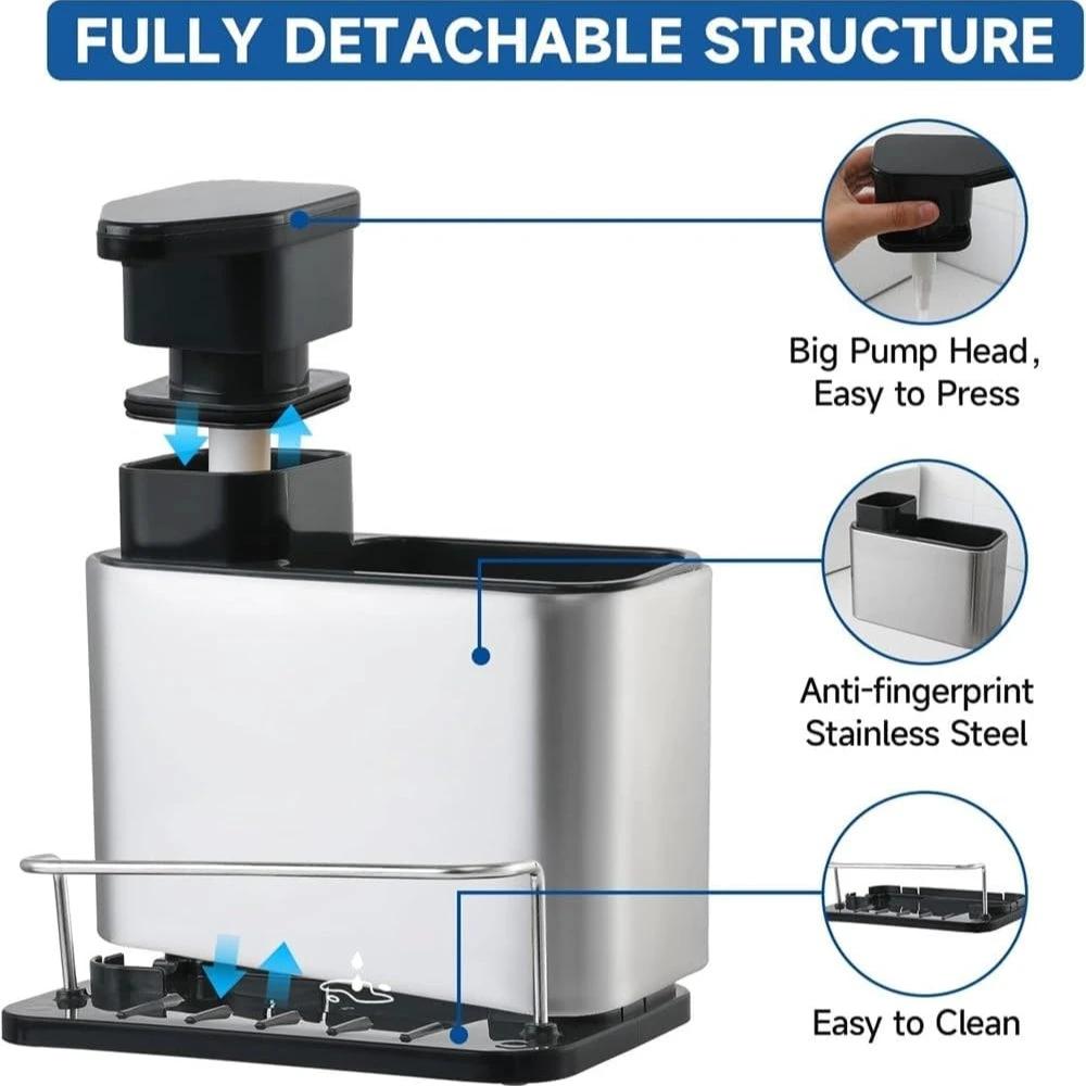 Stainless Steel Dish Soap Dispenser & Utensil Rack by Casa & Beyond