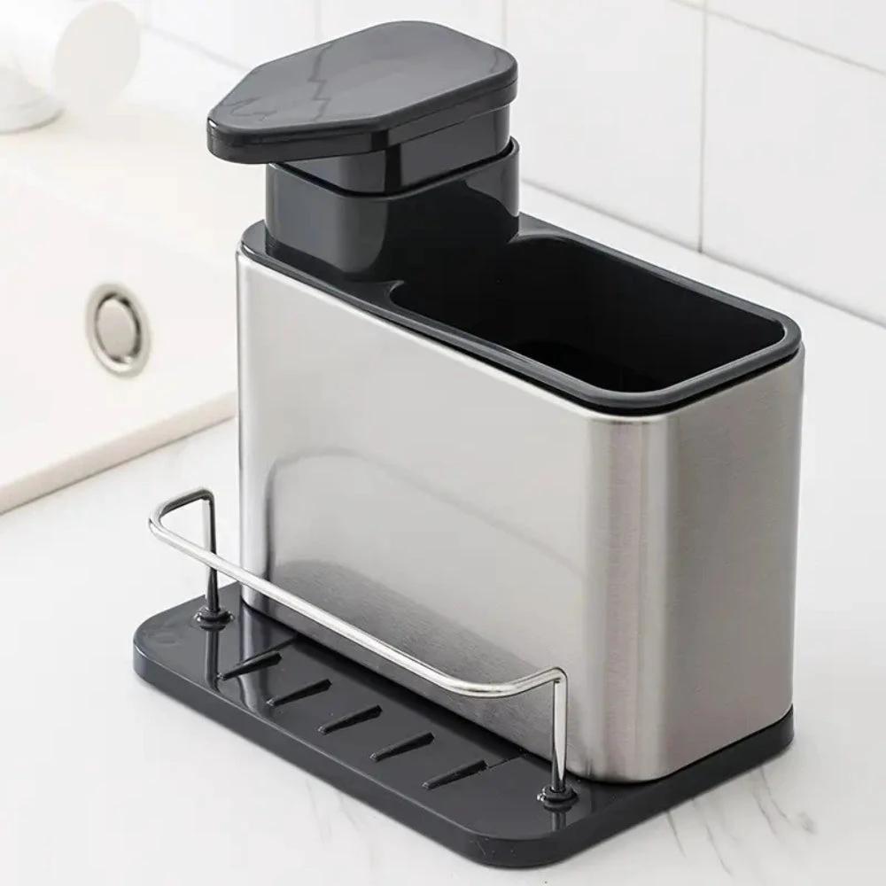 Stainless Steel Dish Soap Dispenser & Utensil Rack by Casa & Beyond