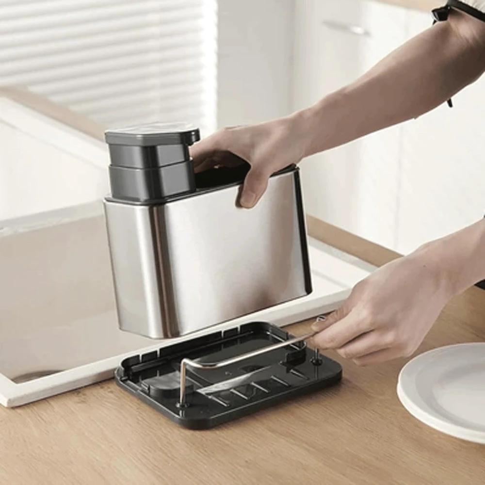 Stainless Steel Dish Soap Dispenser & Utensil Rack by Casa & Beyond