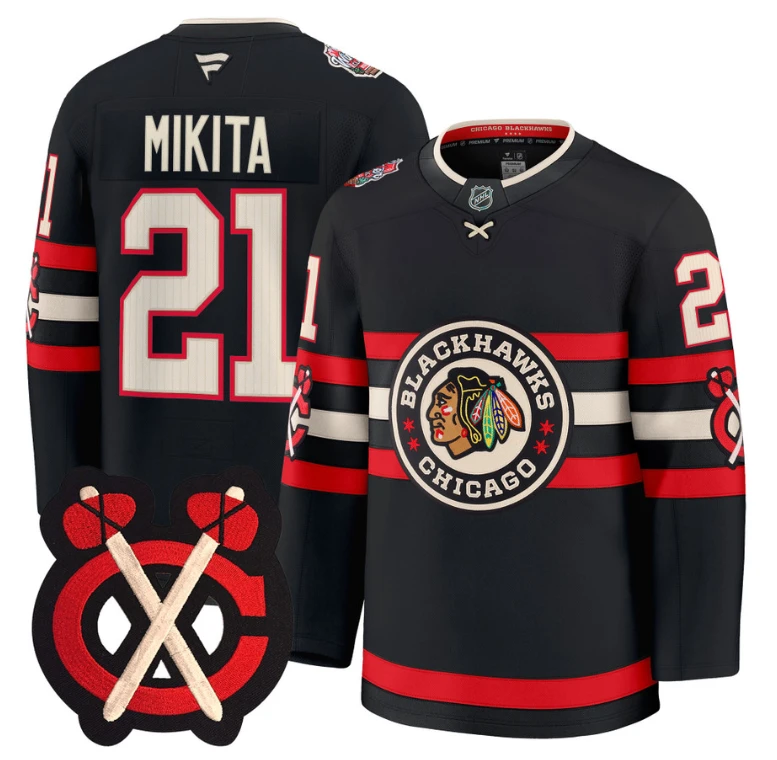 Stan Mikita Jersey #21 Chicago Blackhawks Winter Classic Patch Stitched Black by Hockey David