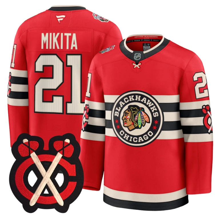 Stan Mikita Jersey #21 Chicago Blackhawks Winter Classic Patch Stitched Red by Hockey David