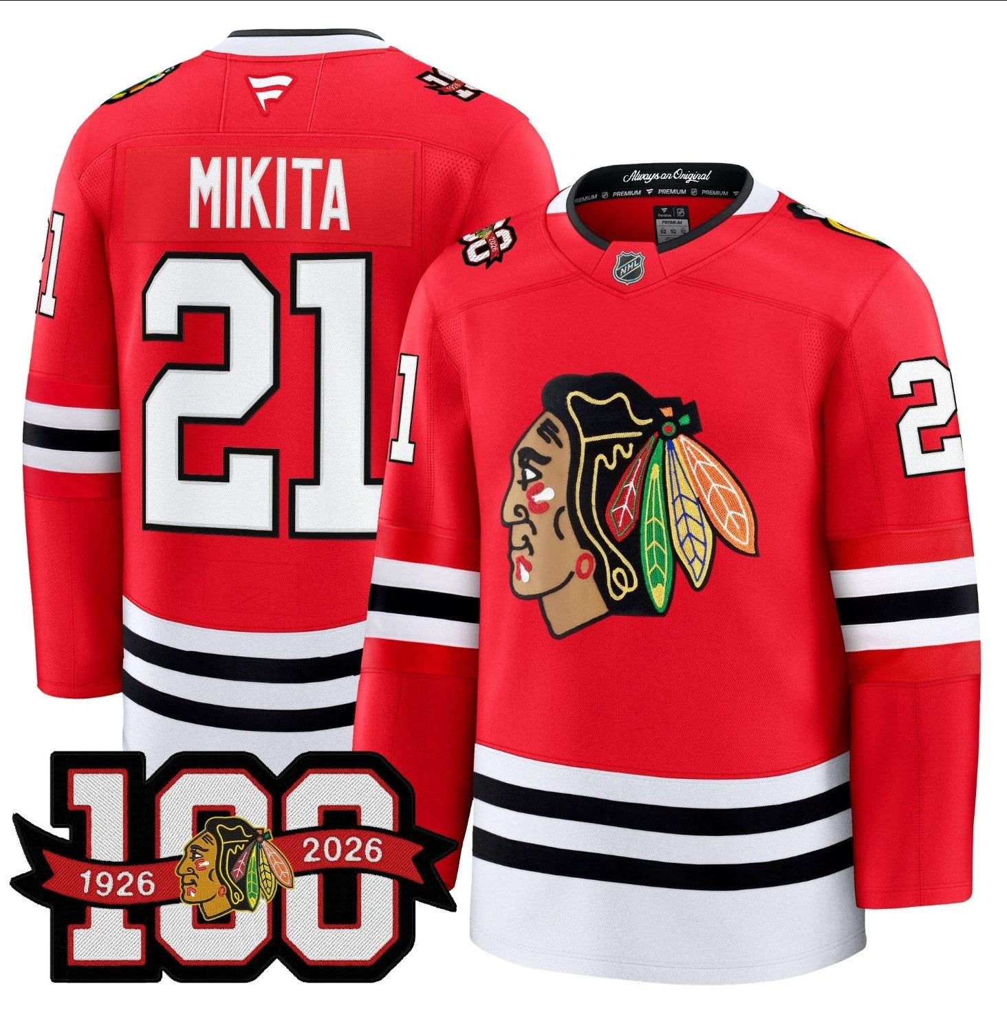Stan Mikita Jersey #21 Chicago Blackhawks 2025-26 Premium 100th Stitched by Hockey David