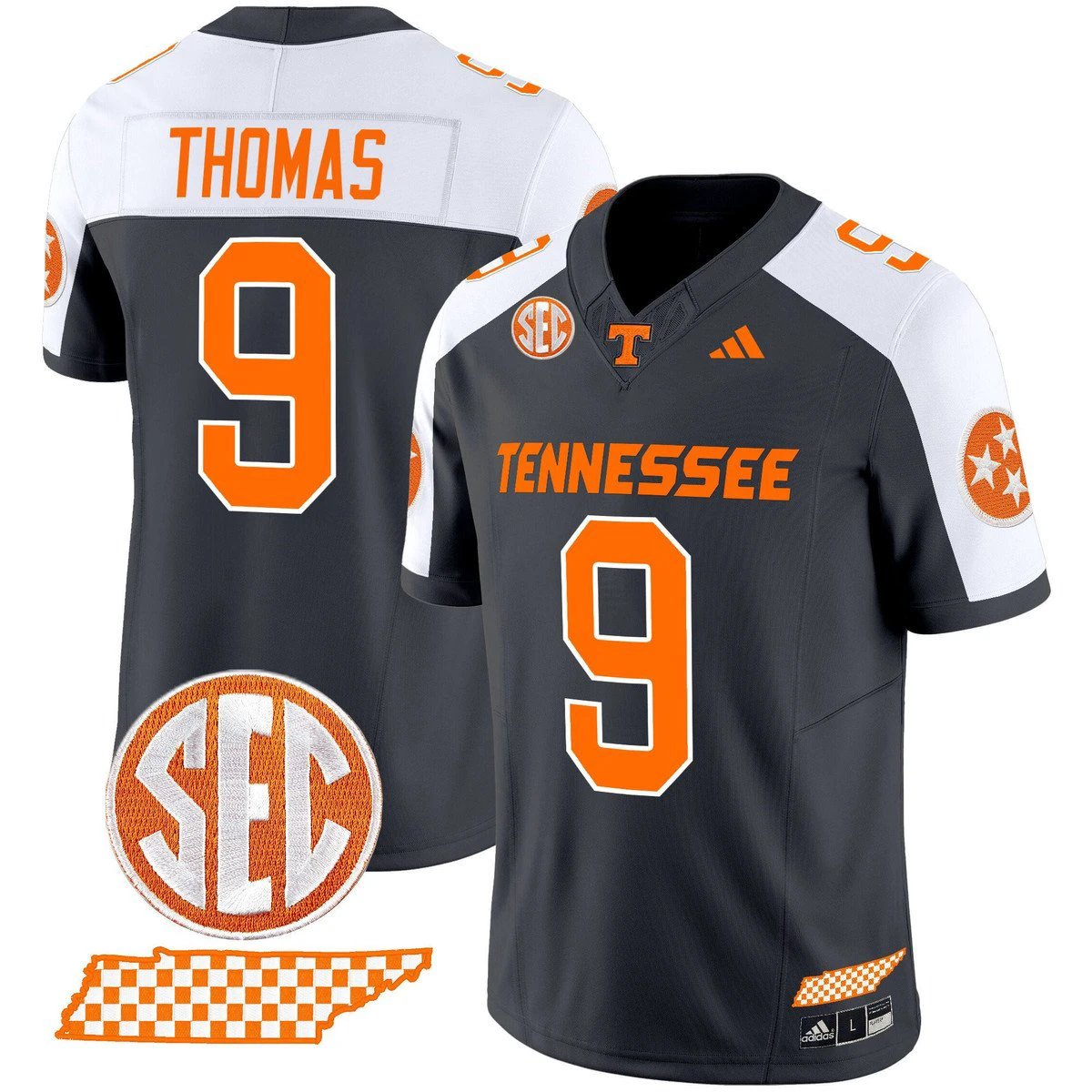 Star Thomas Jersey #9 Tennessee Vols Rebrand 2026 Checkerboard Grey Alter by My Store NCAA Football Jerseys