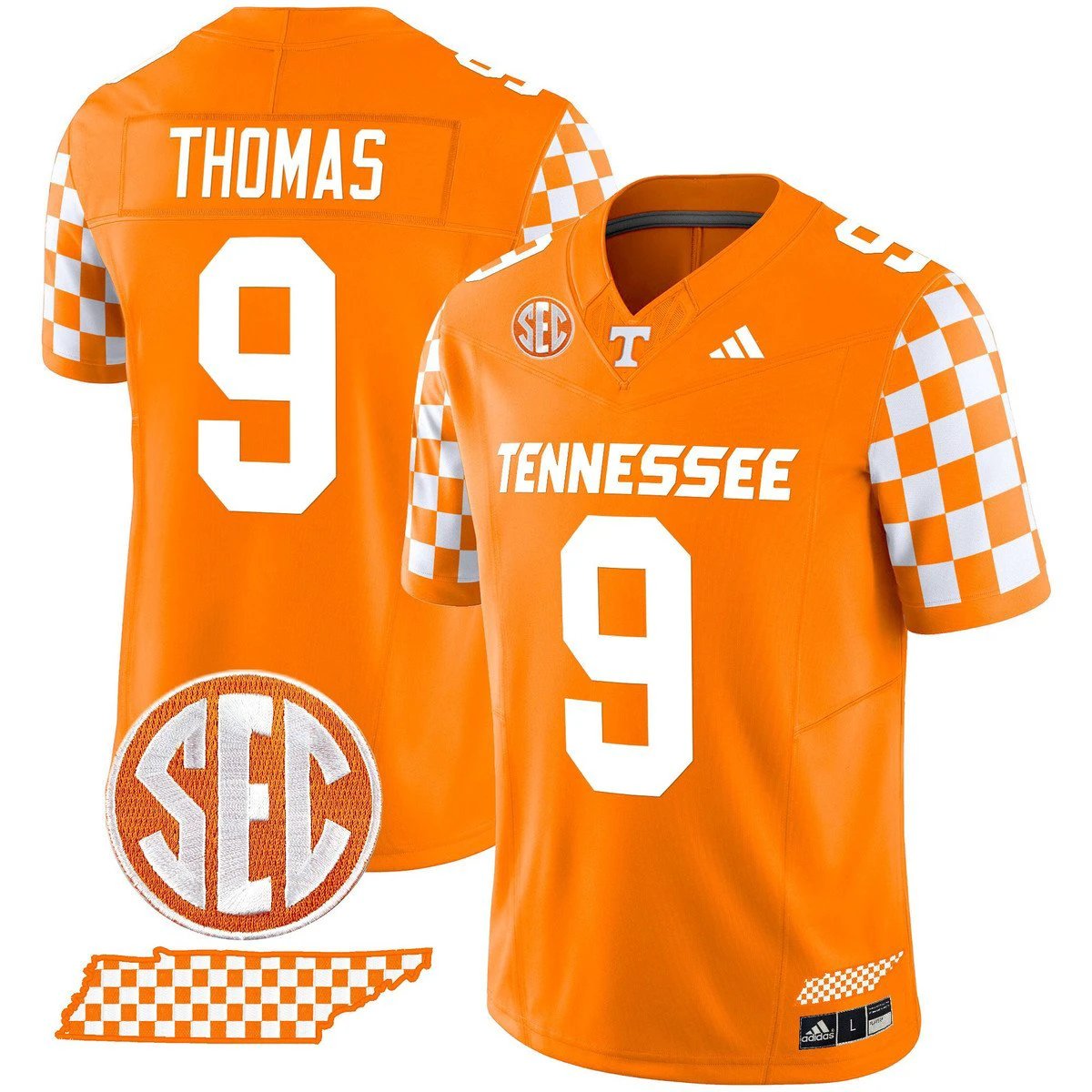 Star Thomas Jersey #9 Tennessee Vols Rebrand 2026 Checkerboard Stitched Orange by My Store NCAA Football Jerseys