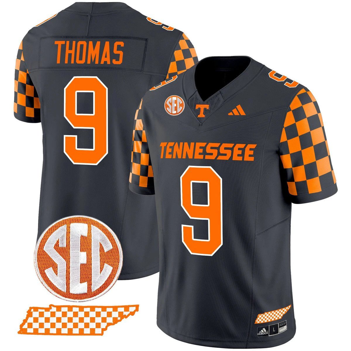 Star Thomas Jersey #9 Tennessee Vols Rebrand 2026 Checkerboard Smokey Grey by My Store NCAA Football Jerseys