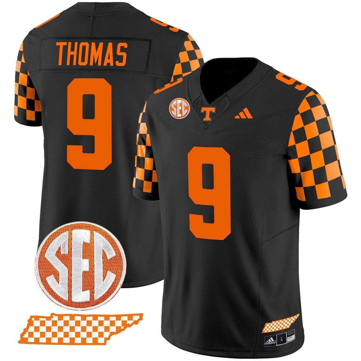 Star Thomas Jersey #9 Tennessee Vols Rebrand 2026 Checkerboard Stitched by My Store NCAA Football Jerseys
