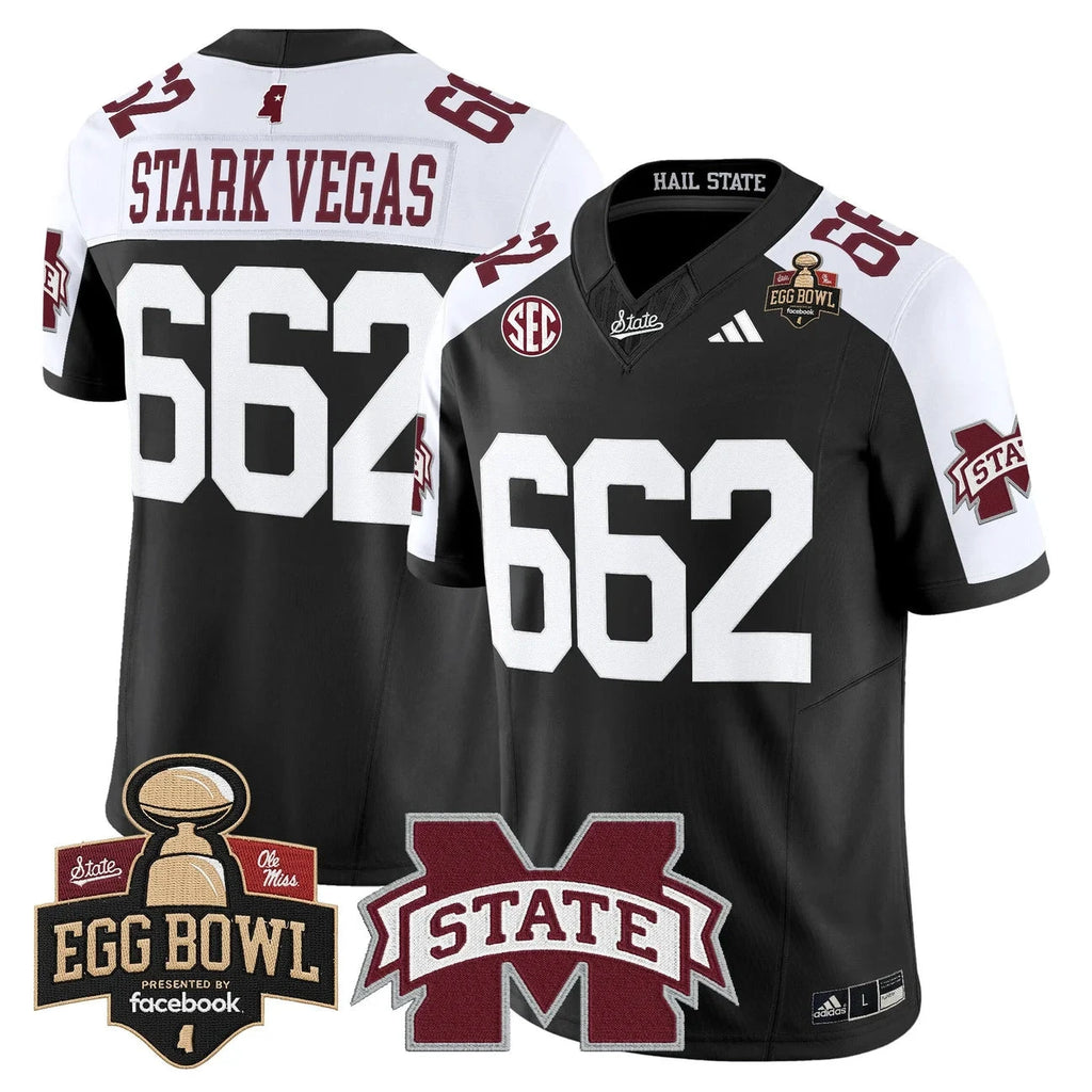 Stark Vegas Jersey #662 Mississippi State Bulldogs 2025 Egg Bowl Stitched by My Store NCAA Football Jerseys