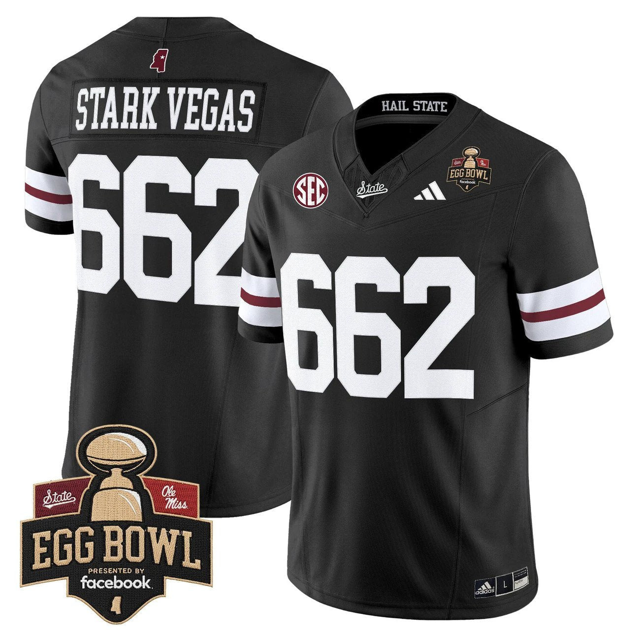 Stark Vegas Jersey #662 Mississippi State Bulldogs 2025 Egg Bowl Stitched by My Store NCAA Football Jerseys