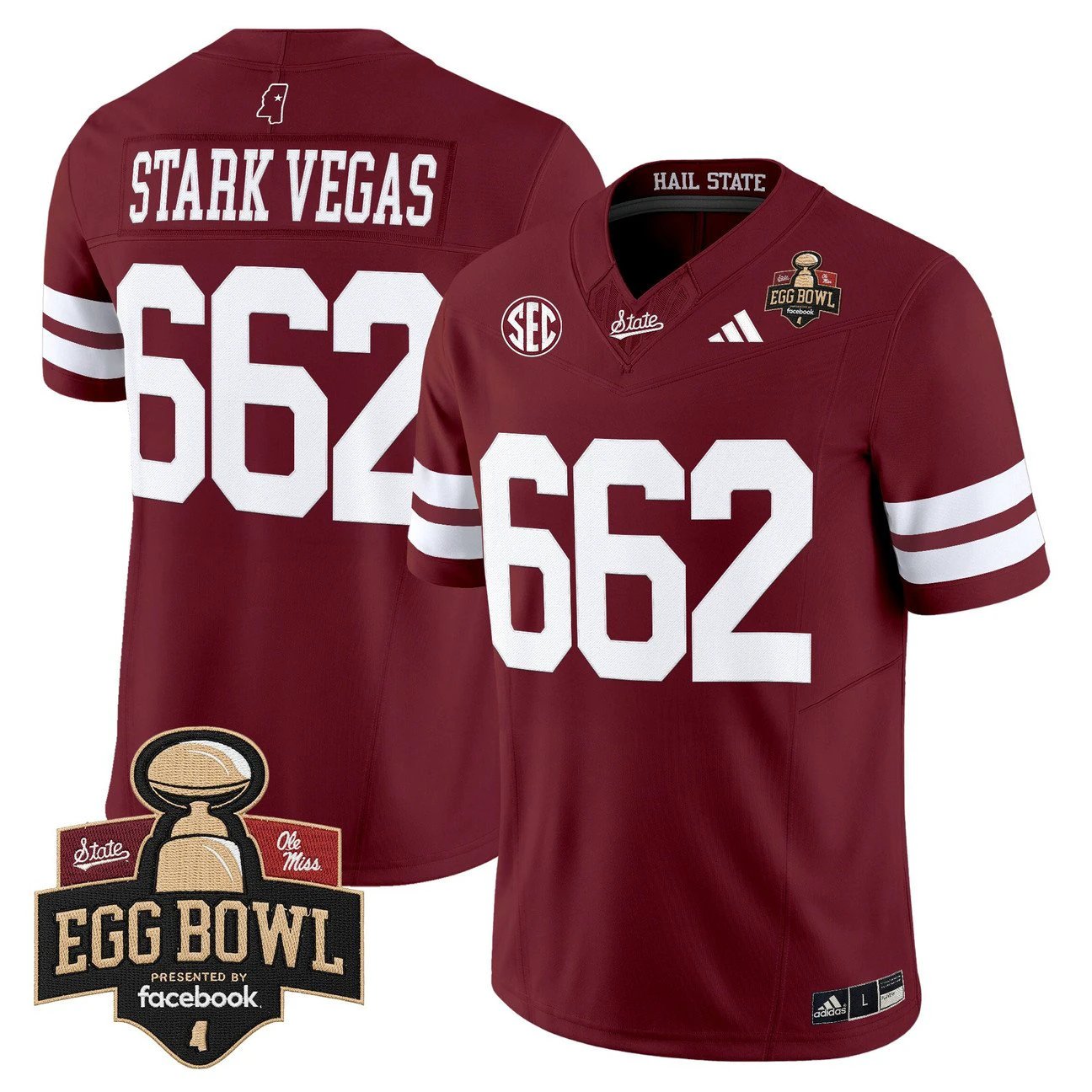 Stark Vegas Jersey #662 Mississippi State Bulldogs 2025 Egg Bowl Stitched by My Store NCAA Football Jerseys