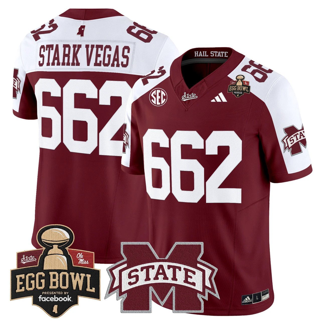 Stark Vegas Jersey #662 Mississippi State Bulldogs 2025 Egg Bowl Stitched by My Store NCAA Football Jerseys