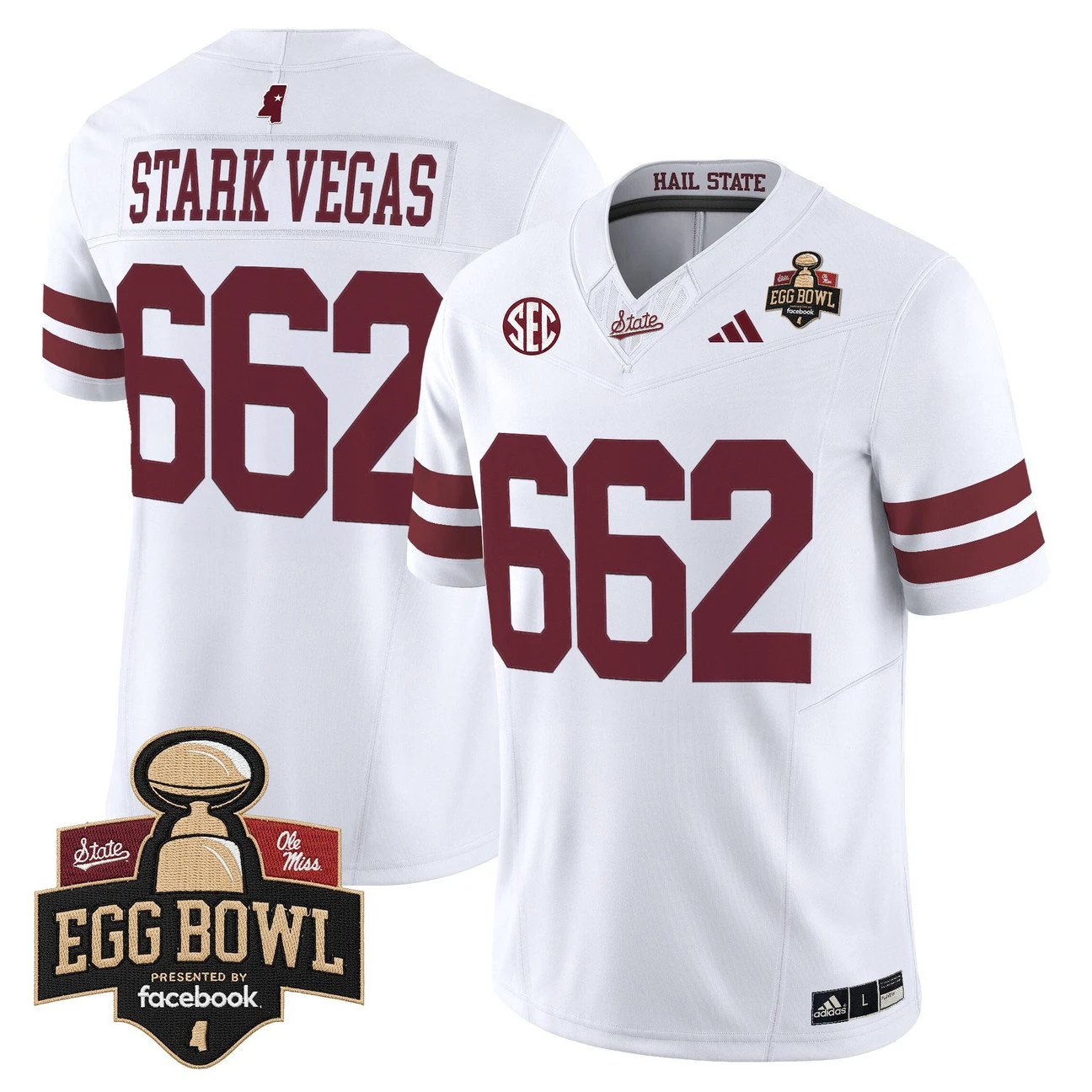 Stark Vegas Jersey #662 Mississippi State Bulldogs 2025 Egg Bowl Stitched by My Store NCAA Football Jerseys