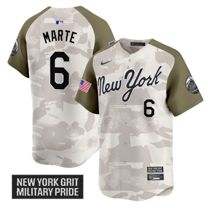 Starling Marte Jersey #6 New York Mets 2025 Armed Forces Day Vapor Stitched Alternate by My Store
