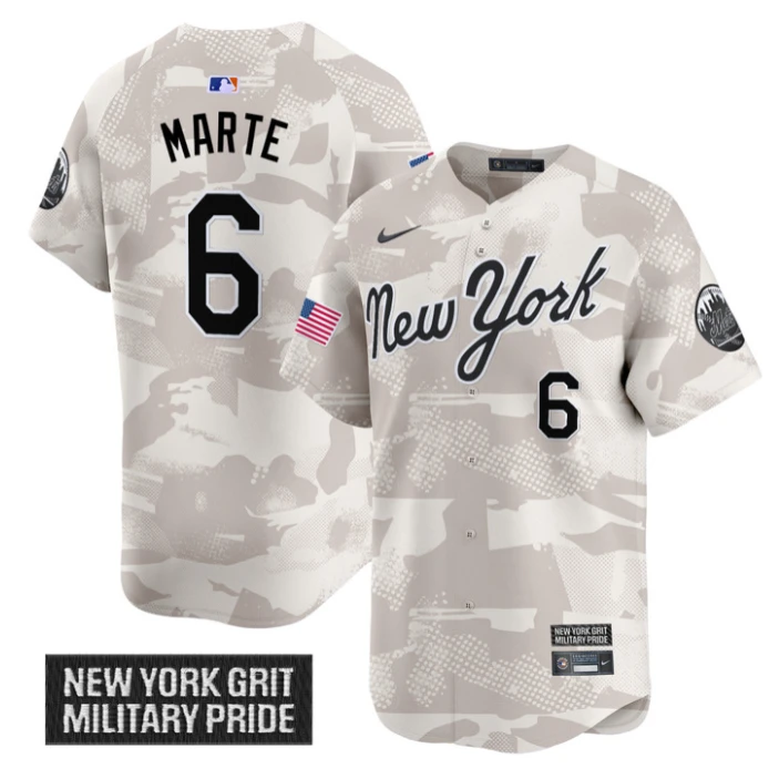 Starling Marte Jersey #6 New York Mets 2025 Armed Forces Day Vapor Stitched Camo by My Store