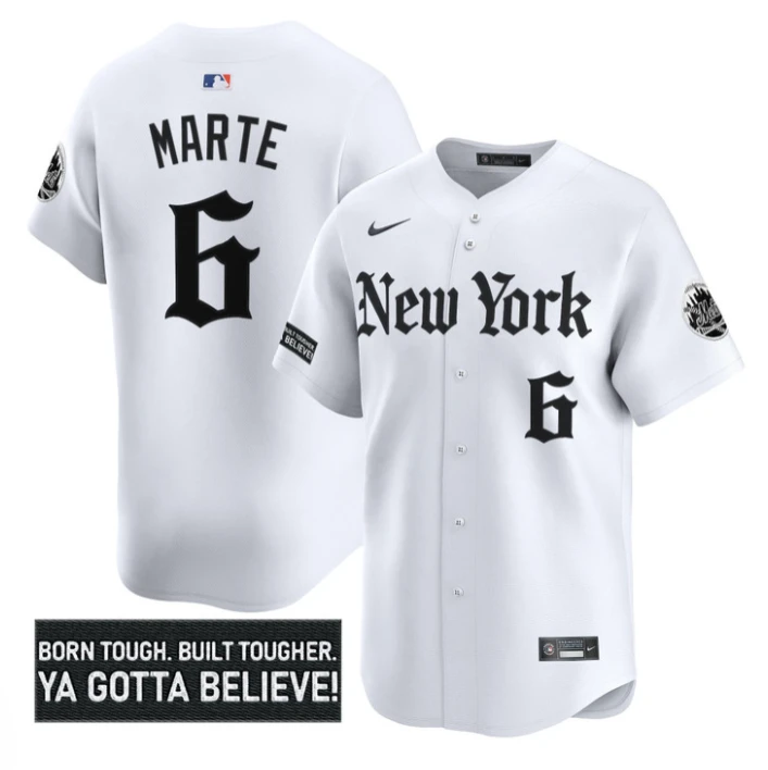 Starling Marte Jersey #6 New York Mets Gothic Borough Edition Stitched White by My Store