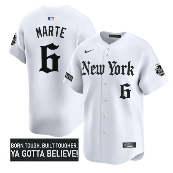 Starling Marte Jersey #6 New York Mets Gothic Borough Edition Stitched White by My Store