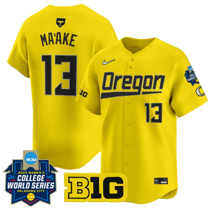 Stefini Ma'ake Jersey #13 Oregon Ducks Softball 2025 World Series Stitched Yellow by My Store