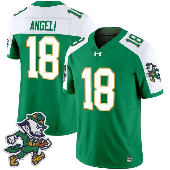 Steve Angeli Jersey #18 Notre Dame 2025 Gridiron Leprechaun Edition Alter by My Store NCAA Football Jerseys
