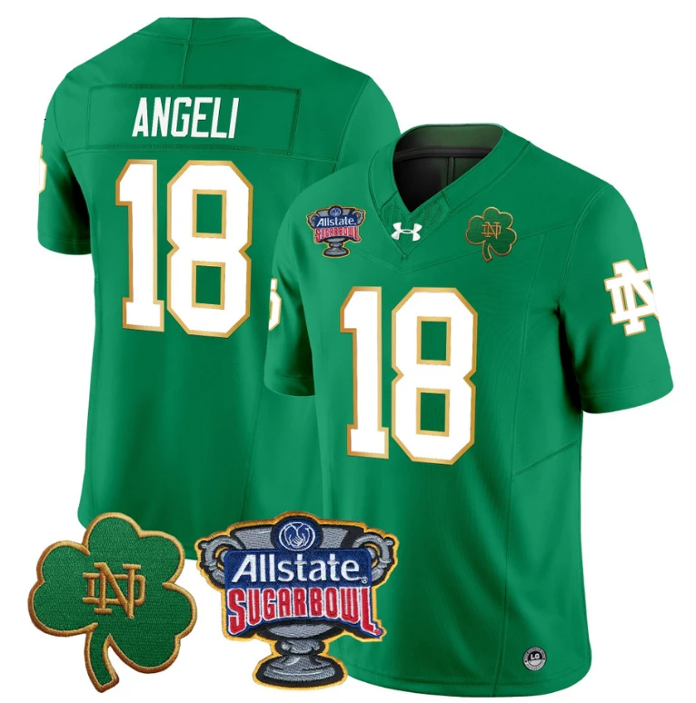 Steve Angeli Jersey #18 Notre Dame 2024 Sugar Bowl Patch Football Green by NCAA Football Jersey