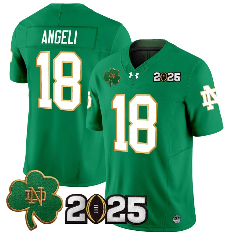 Steve Angeli Jersey #18 Notre Dame 2025 CFP Final Patch Green by NCAA Football Jersey