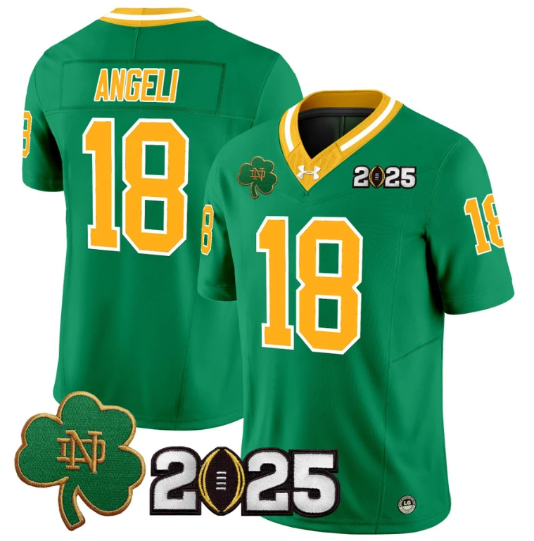 Steve Angeli Jersey #18 Notre Dame 2025 CFP Final Patch Throwback by NCAA Football Jersey
