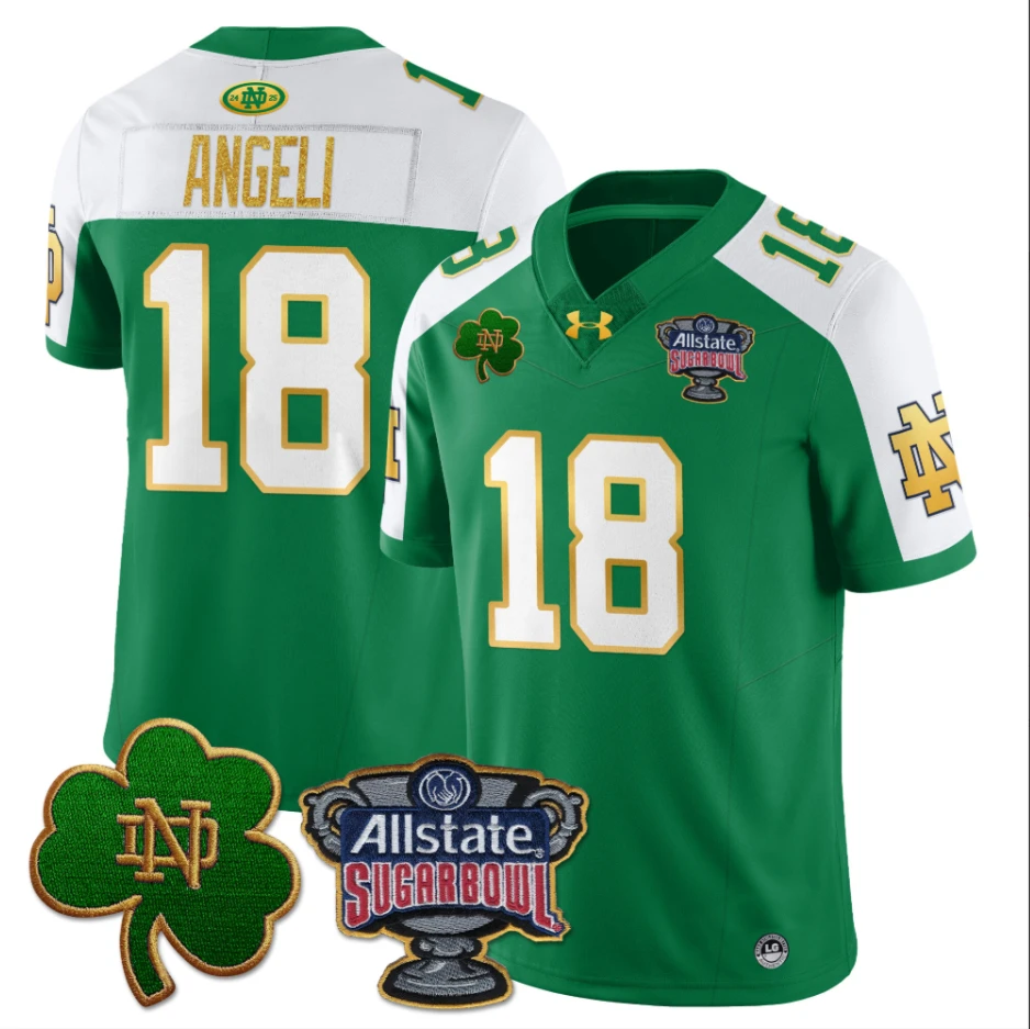 Steve Angeli Jersey #18 Notre Dame Fighting Irish Allstate Sugar Bowl Green White by My Store