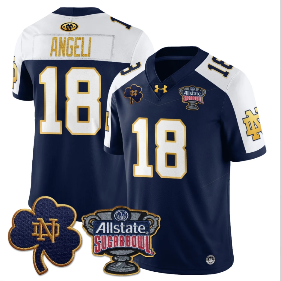 Steve Angeli Jersey #18 Notre Dame Fighting Irish Allstate Sugar Bowl Navy White by My Store
