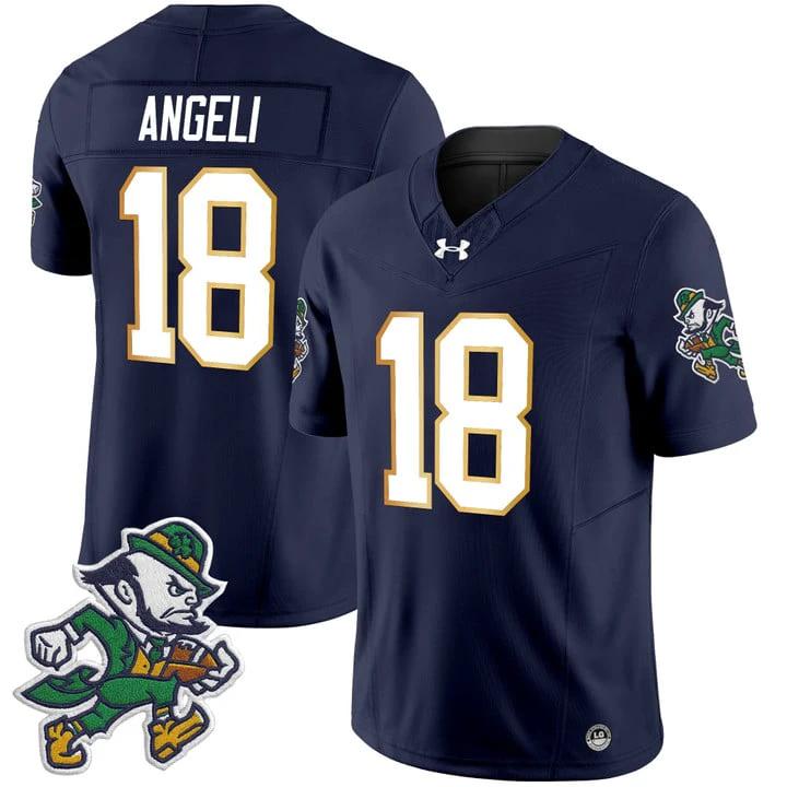 Steve Angeli Jersey #18 Notre Dame 2025 Gridiron Leprechaun Edition Navy by My Store NCAA Football Jerseys