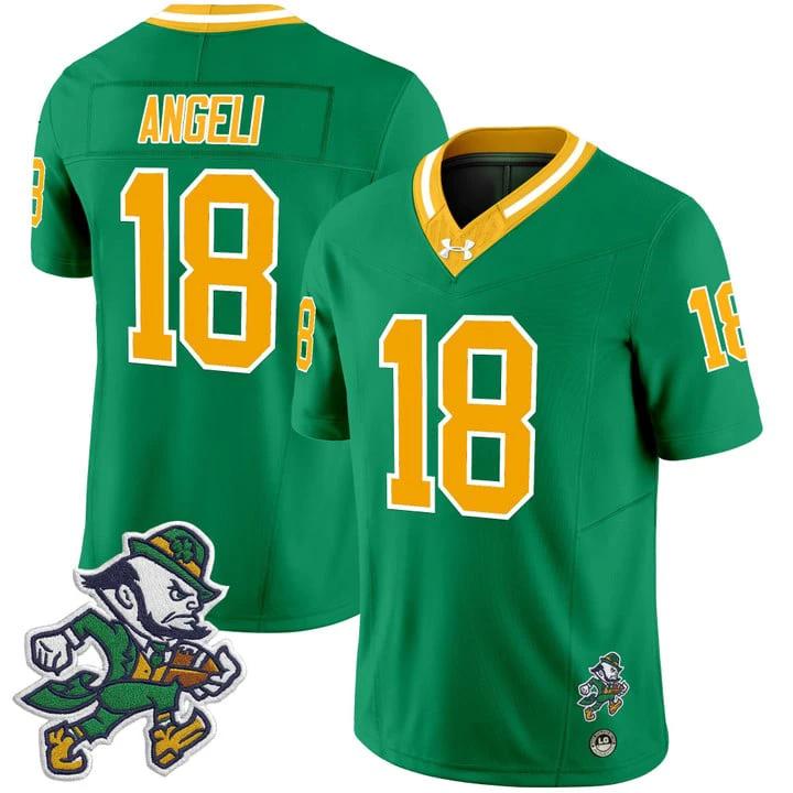 Steve Angeli Jersey #18 Notre Dame 2025 Gridiron Leprechaun Edition by My Store NCAA Football Jerseys