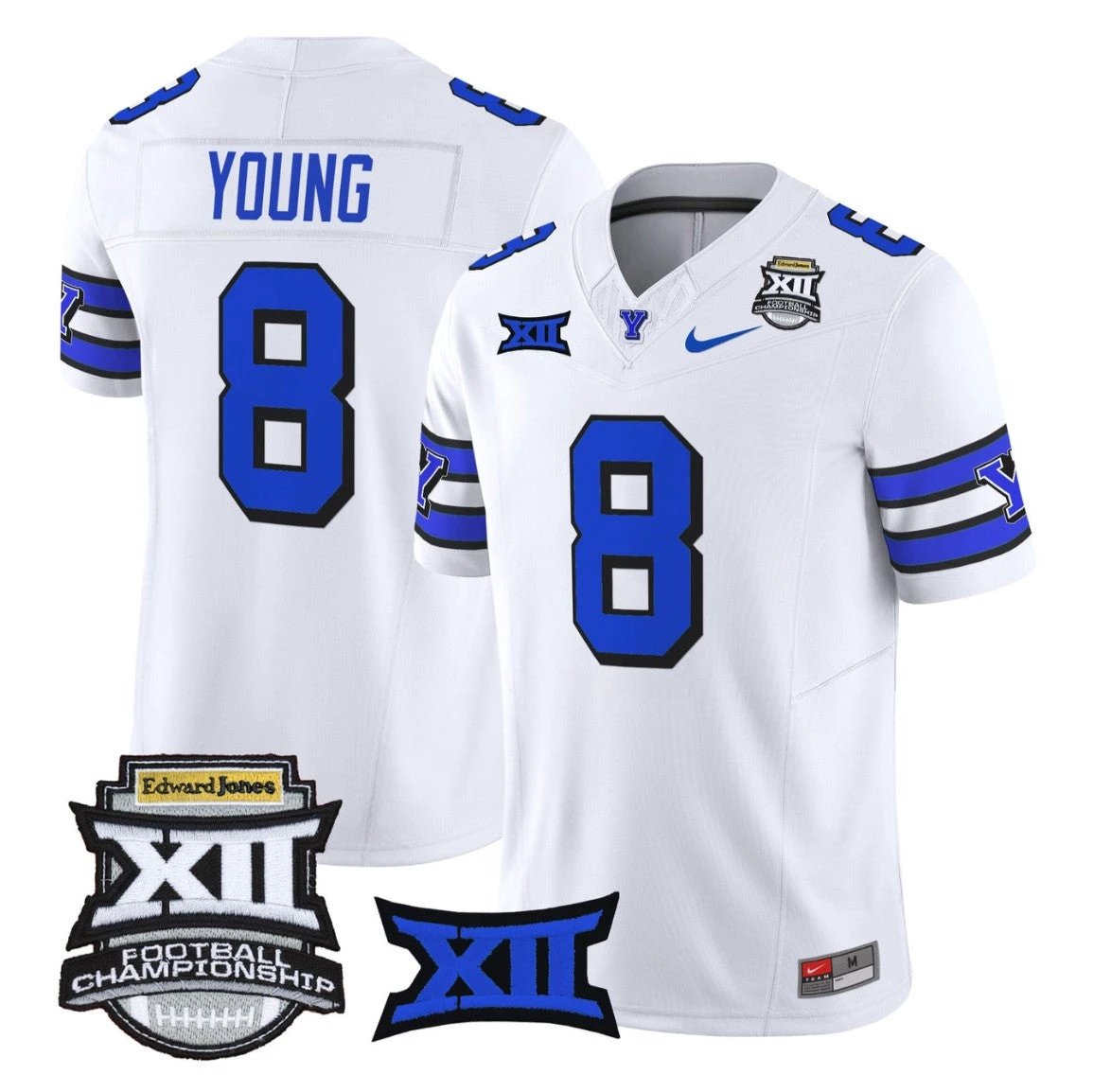 Steve Young Jersey #8 BYU Cougars 2025 Big 12 Championship Stitched by My Store NCAA Football Jerseys