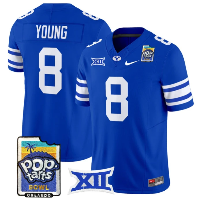 Steve Young Jersey #8 BYU Cougars 2025 Pop-Tarts Patch Vapor Stitched by My Store NCAA Football Jerseys
