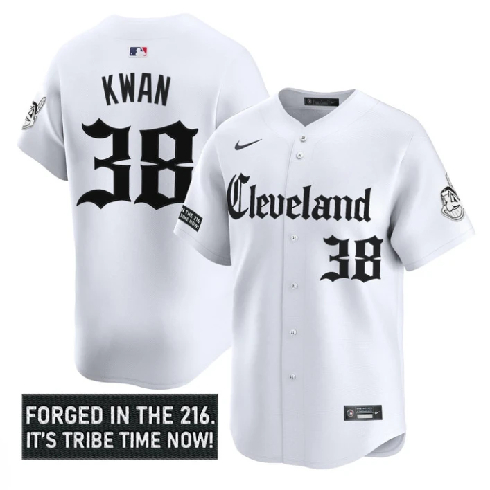 Steven Kwan Jersey #38 Cleveland Indians Gothic Iron Edition Stitched White by My Store