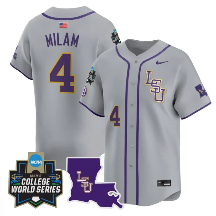Steven Milam Jersey #4 LSU Tigers 2025 World Series Stitched Gray by My Store