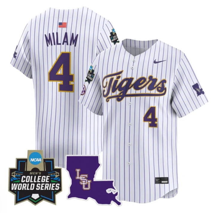 Steven Milam Jersey #4 LSU Tigers 2025 World Series Stitched Pinstripe by My Store