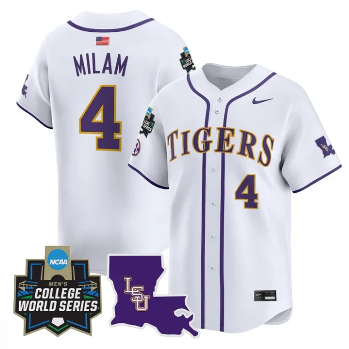 Steven Milam Jersey #4 LSU Tigers 2025 World Series Stitched White by My Store
