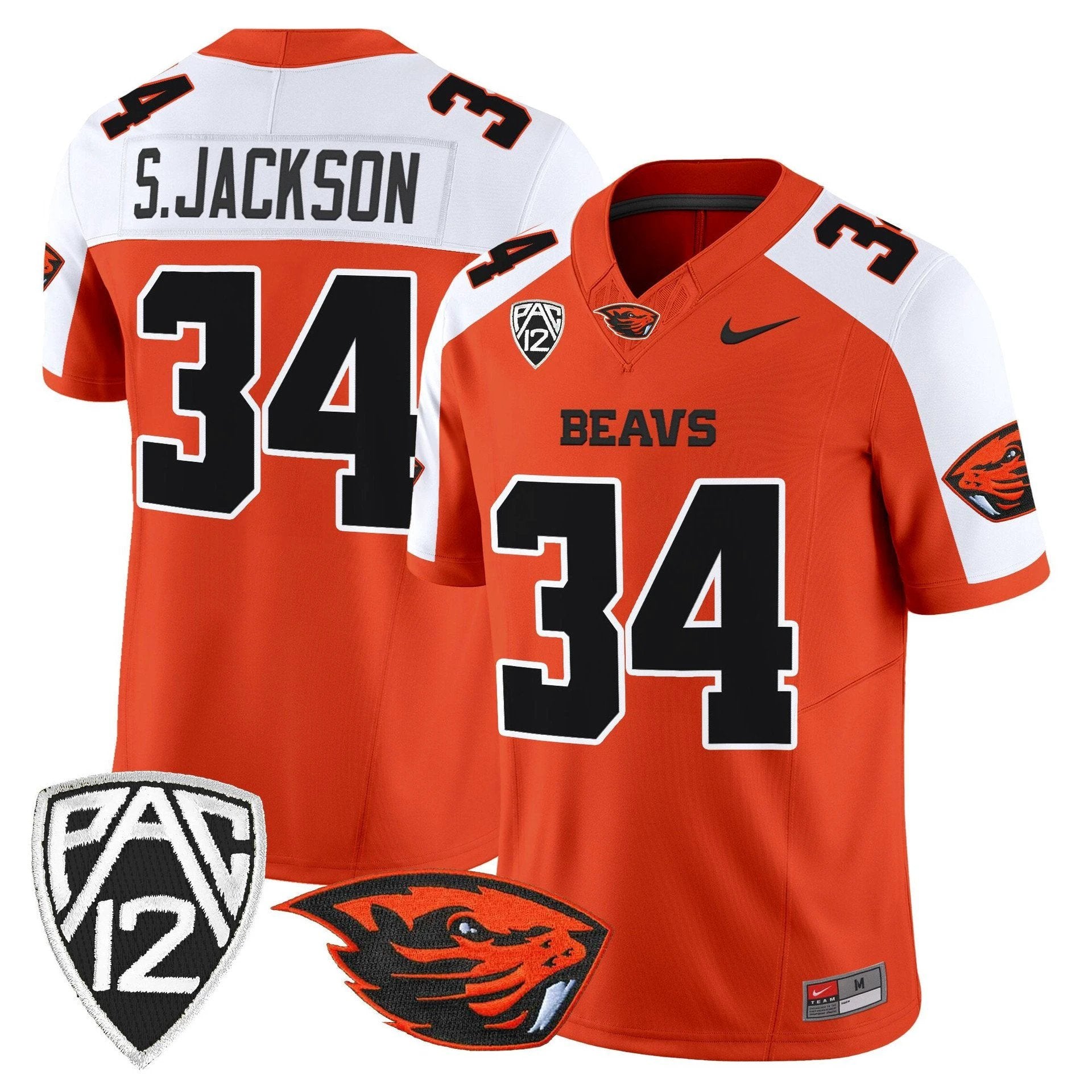 Steven Jackson Jersey #34 Oregon State Beavers 2025 Limited Stitched by My Store NCAA Football Jerseys