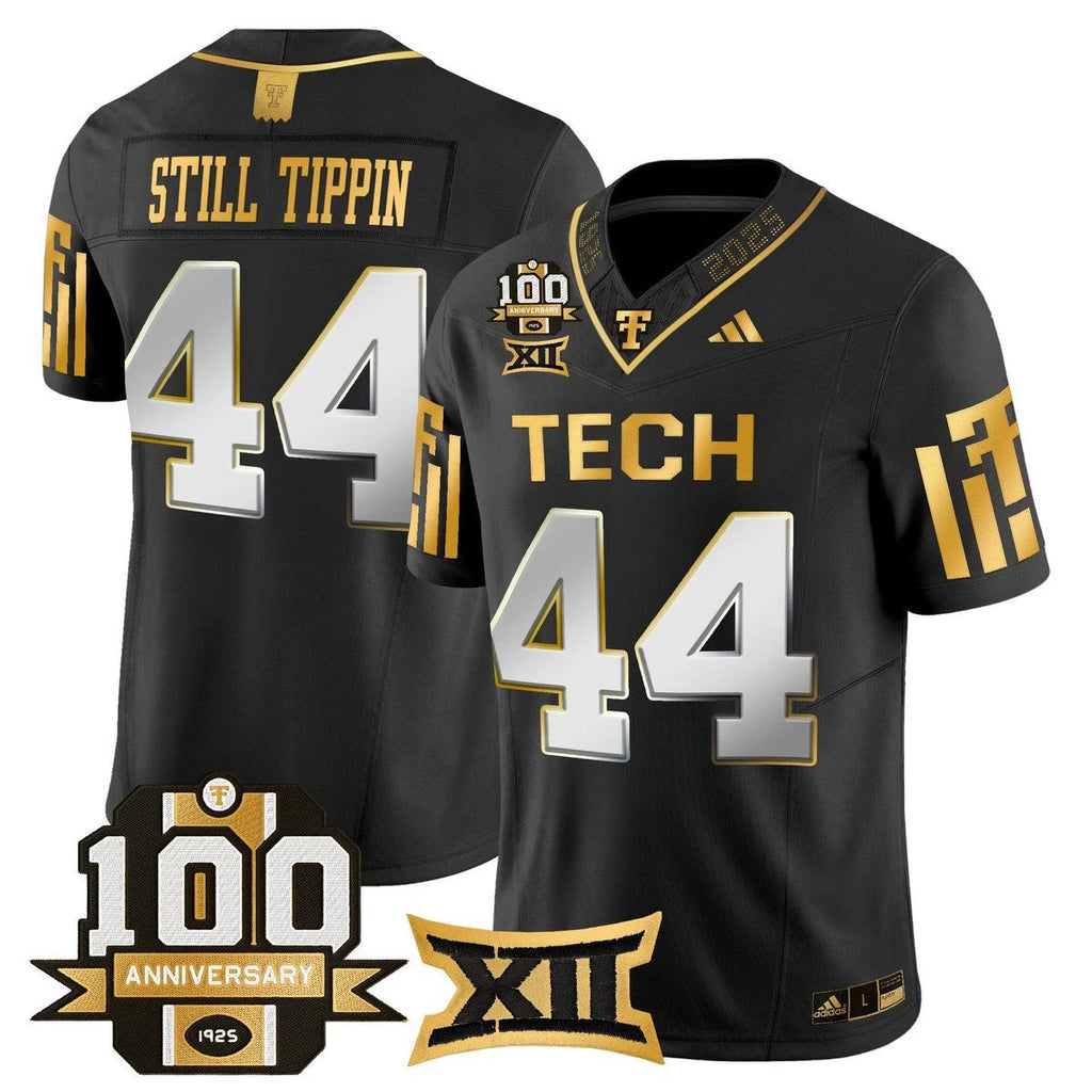 Still Tippin Jersey #44 Texas Tech 2025 100th Anniversary Stitched Black Limited by My Store NCAA Football Jerseys