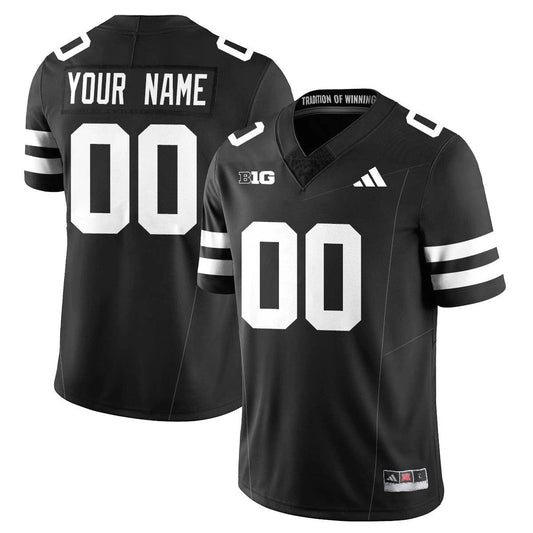 Custom Nebraska Football Jersey Name, Number 2025 Blackout Stitched Black by My Store NCAA Football Jerseys