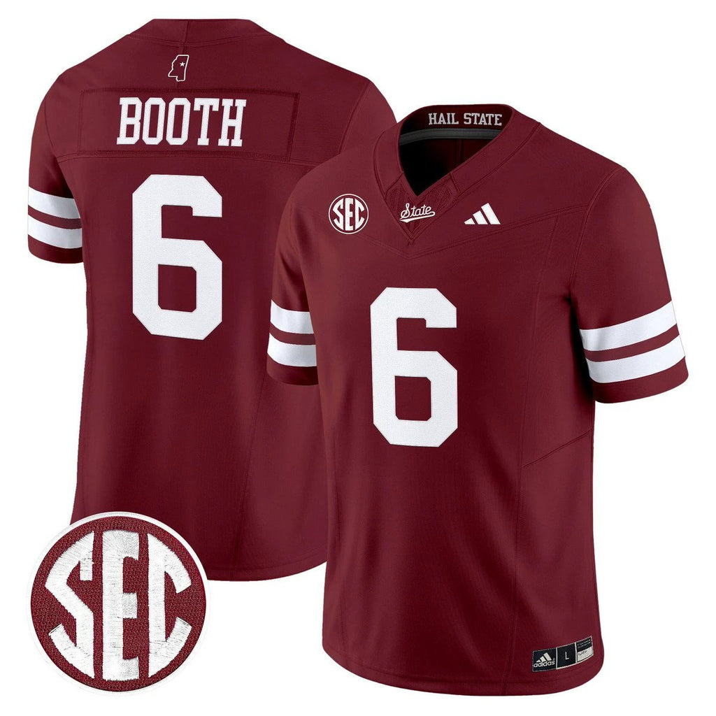 Davon Booth Jersey #6 Mississippi State Bulldogs Dark Mode Stitched Maroon by My Store NCAA Football Jerseys